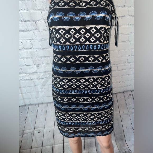 white house black market dark blue & white sleeveless dress size 00 - Picture 3 of 10